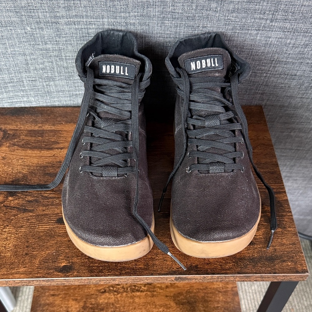 NOBULL Men's Black and Tan High-Top Sneakers SZ 8.5